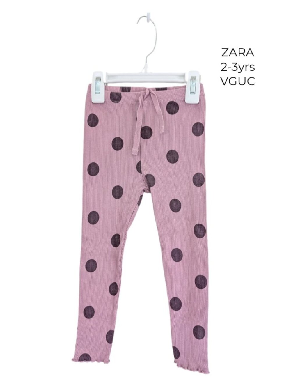 ZARA Ribbed Polka Dot Pink Purple Leggings 2T 3T Girls Clothes Small Shop